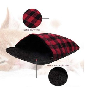 No-slip plaid heating pad sleeping bag pet house bed