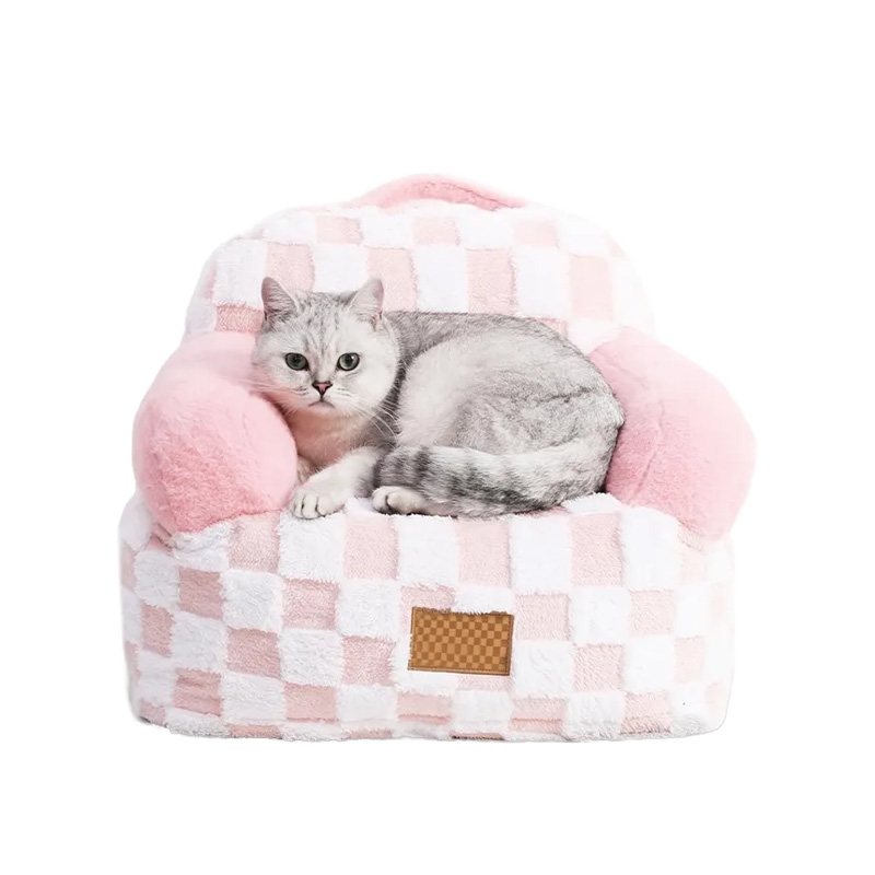 Chessboard Fleece Portable Pet Sofa Bed